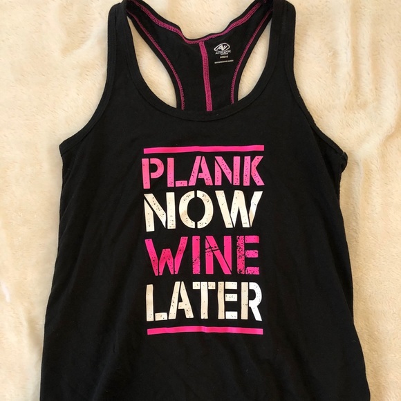 “Plank Now Wine Later”- Athletic Racerback Tank - Picture 1 of 3